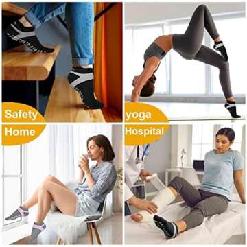 Muezna Non Slip Yoga Socks for Women, Anti-Skid Pilates, Barre, Hospital Socks with Grips, Size 5-10