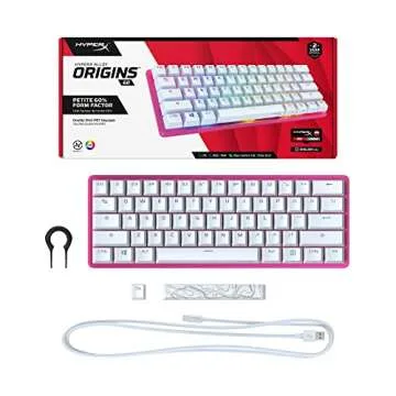 HyperX Alloy Origins 60 - Mechanical Gaming Keyboard - Ultra Compact 60% Form Factor - Linear Red Switch - Double Shot PBT Keycaps - RGB LED Backlit - NGENUITY Software Compatible - Pink