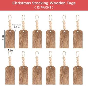 12PCS Christmas Stocking Wooden Tags for Holiday Cheer
