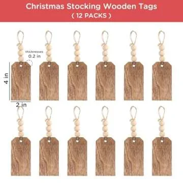 12PCS Christmas Stocking Wooden Tags for Holiday Cheer