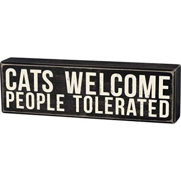 Primitives by Kathy Cats Welcome Classic Box Sign – Perfect Gift for Cat Lovers