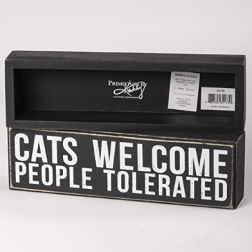 Cats Welcome - Charming Wood Box Sign for Cat Lovers