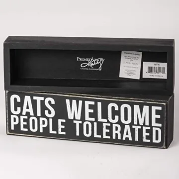 Cats Welcome - Charming Wood Box Sign for Cat Lovers