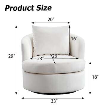 INZOY Swivel Barrel Chair with Cloth Fabric, Swivel Accent Chair Sherpa Chair with Plump Pillow, Com...