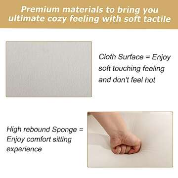 INZOY Swivel Barrel Chair with Cloth Fabric, Swivel Accent Chair Sherpa Chair with Plump Pillow, Comfy Round Accent Chair for Living Room, Swivel Round Chair with Detachable Cushion, White