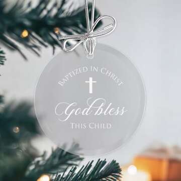 Lifetime Creations Baby Baptism Ornament: Baptism Gift for Boy or Girl, Christening Ornament, Regalo del Bautismo, Catholic Baptismal Present for Godchild Godson Goddaughter