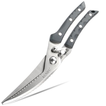 KUNIFU Poultry Shears, All Purpose Heavy Duty Kitchen Scissors For Food Turkey Meat Chicken Herbs, C...