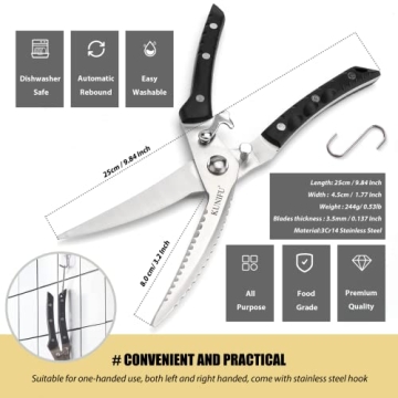 KUNIFU Poultry Shears Heavy Duty Kitchen Scissors for Easy Cutting