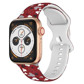 Cartoon Band Compatible with Apple Watch 38mm/40mm/41mm/42mm/44mm/45mm/46mm, Cute Bands Replacement for Apple Watch Series 10 9 8 7 6 5 4 3 SE2, Silicone iWatch Band for Women Men