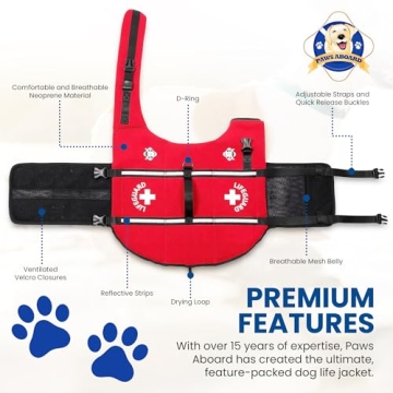 Paws Aboard Dog Life Jacket - Neoprene Safety Vest for Dogs
