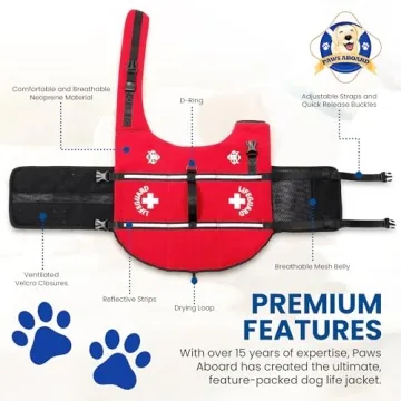 Paws Aboard Dog Life Jacket - Neoprene Safety Vest for Dogs