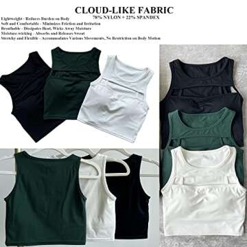 HerGymClothing Women's Longline Sports Bra Hollow Out Padded Wirefree Yoga Crop Tank with Built in Bra High Support (White, XS)