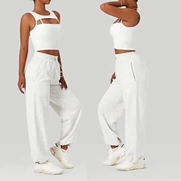 HerGymClothing Women's Longline Sports Bra Hollow Out Padded Wirefree Yoga Crop Tank with Built in Bra High Support (White, XS)