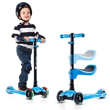LaScoota 2-in-1 Kids Kick Scooter with LED Lights