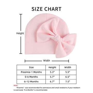 Newborn Baby Girl Hat Cotton Baby Bow Beanie Preemie Hats Spring Infant Hats for Girls 0-12 Months (...