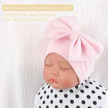 Newborn Baby Girl Hat Cotton Baby Bow Beanie Preemie Hats Spring Infant Hats for Girls 0-12 Months (White+Pink, Preemie)