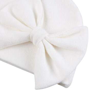 Newborn Baby Girl Hat Cotton Baby Bow Beanie Preemie Hats Spring Infant Hats for Girls 0-12 Months (White+Pink, Preemie)