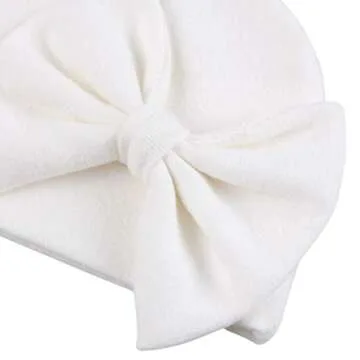 Newborn Baby Girl Hat Cotton Baby Bow Beanie Preemie Hats Spring Infant Hats for Girls 0-12 Months (White+Pink, Preemie)