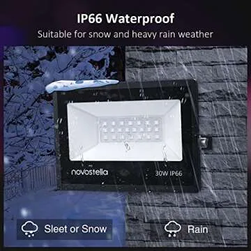 NOVOSTELLA 2 Pack 30W RGB LED Flood Light, 44 Keys Controller, 20 Colors 6 Modes, Dimmable Color Changing Floodlight, IP66 Waterproof, Wall Washer Lights, Outdoor Garden Stage Landscape Lighting