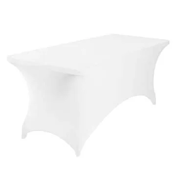 eccwai Spandex 6ft Waterproof Table Cover for Party,Wedding, Banquet, and Events(White)