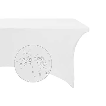 eccwai Spandex 6ft Waterproof Table Cover for Party,Wedding, Banquet, and Events(White)