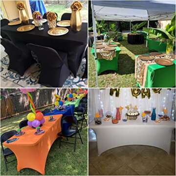 eccwai Spandex 6ft Waterproof Table Cover for Party,Wedding, Banquet, and Events(White)