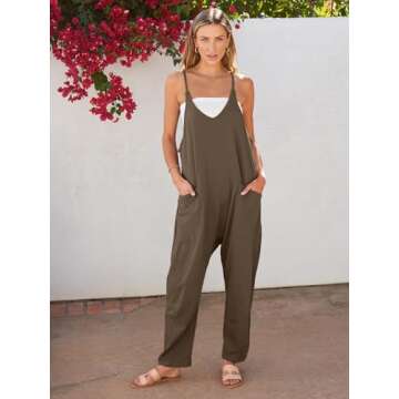 EFAN Jumpsuits for Women Casual Loose Fit Overalls Black Summer Rompers Maternity Trendy Clothes One...