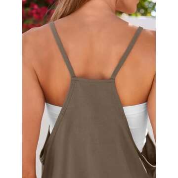 EFAN Jumpsuits for Women Casual Loose Fit Overalls Black Summer Rompers Maternity Trendy Clothes Onesie Jumpers KhakiBrown S