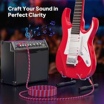 Elebase 1/4 inch TS Guitar Cable 3M/10FT 2Pack,Stylish Straight 6.35mm Instrument Cord,Quarter inch Male to Male Audio Line for Electric Guitar,Bass,Keyboard,Amplifiers,Speakers,Pedals
