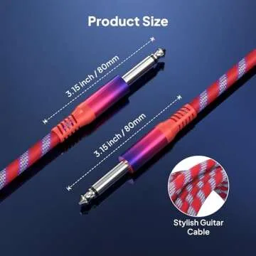 Elebase 1/4 inch TS Guitar Cable 3M/10FT 2Pack,Stylish Straight 6.35mm Instrument Cord,Quarter inch Male to Male Audio Line for Electric Guitar,Bass,Keyboard,Amplifiers,Speakers,Pedals