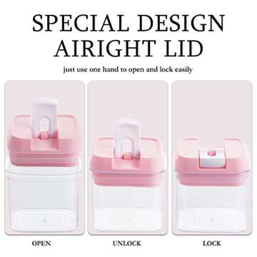 Rubtlamp Pink Airtight Food Storage Container with Easy Lock Lids,10Pcs Kitchen Pantry Organization for Cereal Dry Food Flour Sugar Pasta Containers for Pantry,Includes 10Labels & 1Pen