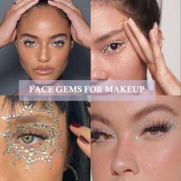 NOOEPC 660Pcs Face Gems Hair Gems, Self-Adhesive Face Jewels Eye Jewels Rhinestones 3/4/5/6 mm DIY Face Gems Stick on, Halloween Makeup Gems Rave Accessories for Face Eyes Makeup Body, Crafts