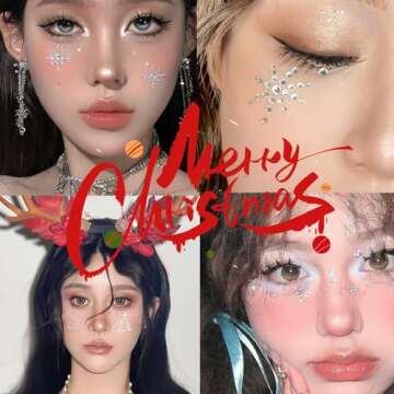 NOOEPC 660Pcs Face Gems Hair Gems, Self-Adhesive Face Jewels Eye Jewels Rhinestones 3/4/5/6 mm DIY Face Gems Stick on, Halloween Makeup Gems Rave Accessories for Face Eyes Makeup Body, Crafts