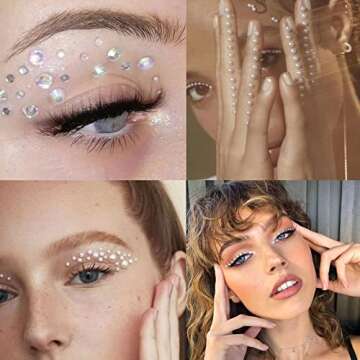 NOOEPC 660Pcs Face Gems Hair Gems, Self-Adhesive Face Jewels Eye Jewels Rhinestones 3/4/5/6 mm DIY Face Gems Stick on, Halloween Makeup Gems Rave Accessories for Face Eyes Makeup Body, Crafts