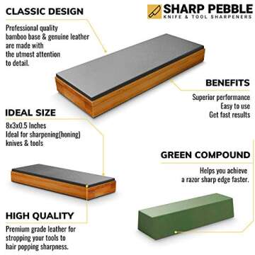 Sharp Pebble Premium Leather Strop for Knife Sharpening with Polishing Compound - Sharpening Strop f...
