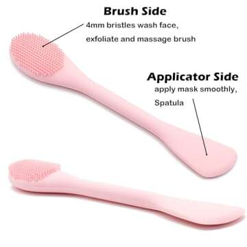 RamPula Facial Cleansing Brush, 2 in 1 Silicone Face Mask Brush & Face Scrubber, For Exfoliating, Massaging, Remove Blackheads, Makeup Skincare Removal, Applicator for Mud, Clay, Body Lotion, DIY Mask