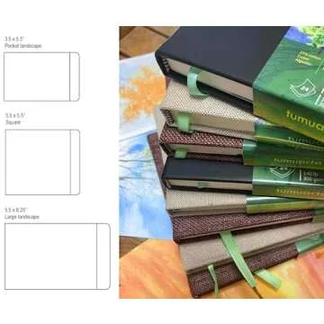 tumuarta Square Watercolor Journal,140 LB,300 GSM,5.5X5.5, Cotton Paper,Cold Press,24 Sheets, Watercolor Paper Sketchbooks for Use As Travel Notebook and Mixed Media Pad