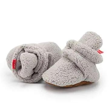 HsdsBebe Unisex Newborn Baby Cotton Booties Non-Slip Sole for Toddler Boys Girls Infant Winter Warm Fleece Cozy Socks Shoes(12-18 months)