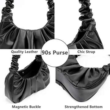 Y2K Purse Bags Chic Pouch Bag Vegan Leather Vintage Hobo Handbag Mini Shoulder Bag Underarm Bag Purse for Women