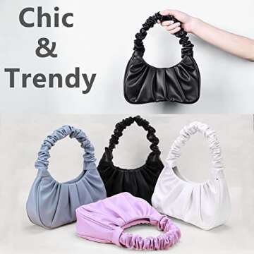 Y2K Purse Bags Chic Pouch Bag Vegan Leather Vintage Hobo Handbag Mini Shoulder Bag Underarm Bag Purse for Women