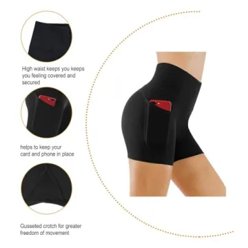 GYM PEOPLE Women's High Waist Yoga Shorts with Pockets