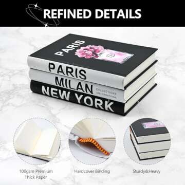 Decorative Books for Home Decor - 3 Piece Modern Hardcover Decorative Book Set, Fashion Design Book ...