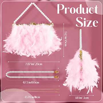 Amylove Feather Clutch Purses for Women Wedding Evening Bride Furry Purse Classy Fringe Purse Glossy...