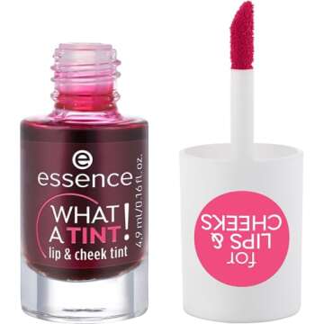 essence | What a Tint! Lip & Cheek Tint | Long-Lasting Liquid Blush & Lip Stain | Non-Sticky & Kiss-...