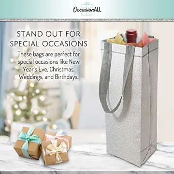 Stylish OccasionALL Liquor Gift Bags - 12 Pack Silver