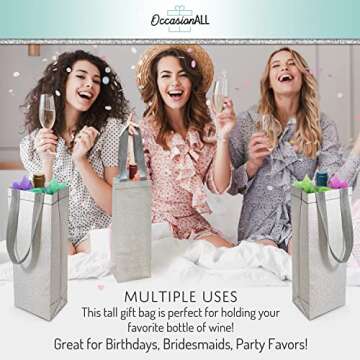 Stylish OccasionALL Liquor Gift Bags - 12 Pack Silver