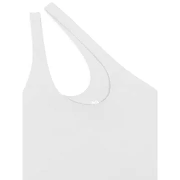 REORIA Women's Summer Sexy One Shoulder Cutout Front Sleeveless One Piece Tank Tops Backless Thong Bodysuits Leotards for Going Out White Large