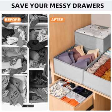 Criusia Drawer Organizers for Clothing 15 Pack, Foldable Fabric Closet Organizers and Storage Bins f...