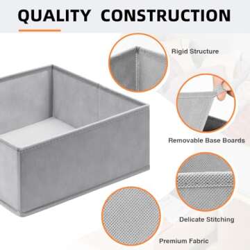 Criusia Drawer Organizers for Clothing 15 Pack, Foldable Fabric Closet Organizers and Storage Bins for Baby Clothes, Dresser Drawer Dividers for Adult Sock Underwear, Bra, Nursery Organization (Grey)