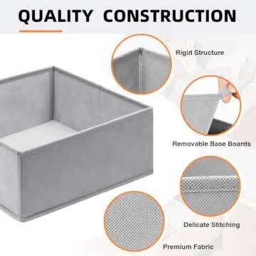 Criusia Drawer Organizers for Clothing 15 Pack, Foldable Fabric Closet Organizers and Storage Bins for Baby Clothes, Dresser Drawer Dividers for Adult Sock Underwear, Bra, Nursery Organization (Grey)